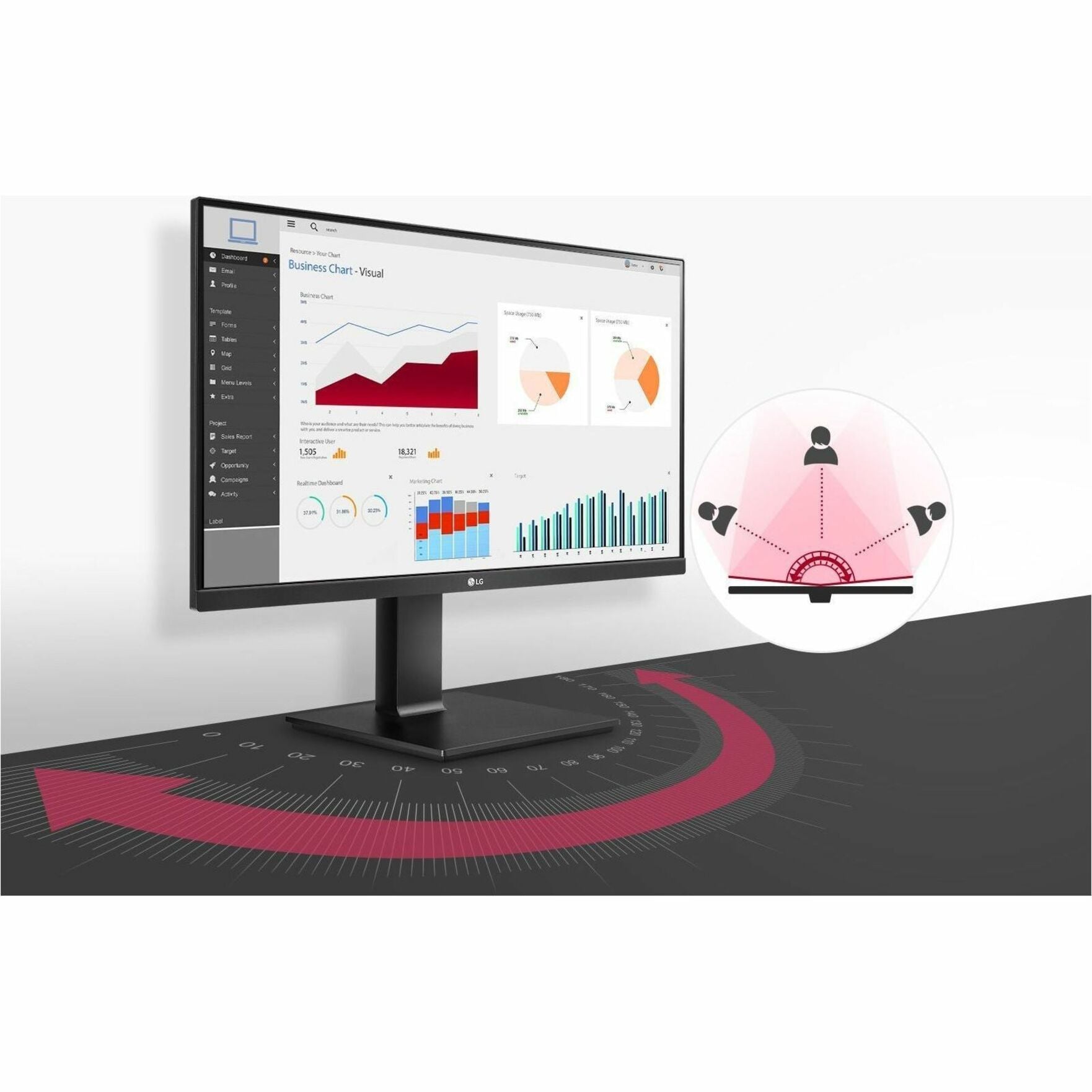 LG 24BP55Q-B monitor displaying business analytics dashboard-alternate-image14