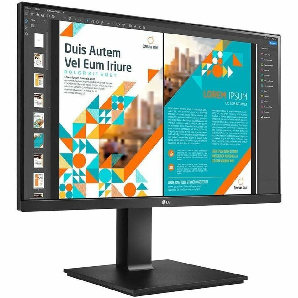 Angled view of LG 24BP55Q-B monitor displaying design software-alternate-image3