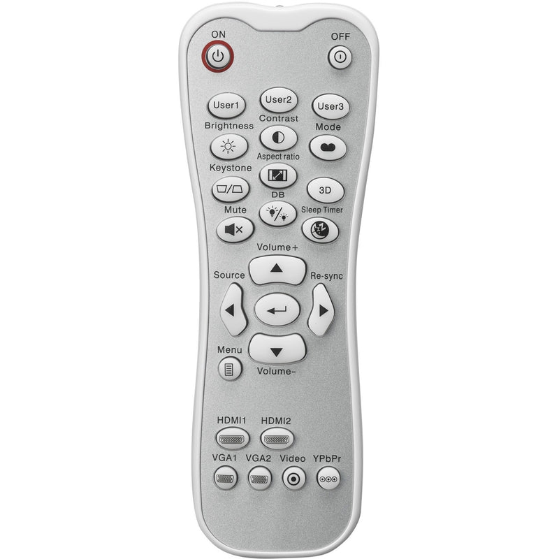 Full view of Optoma UHD35STx remote control with all buttons and functions