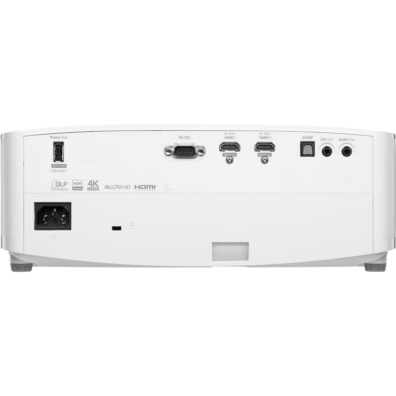 Rear view of Optoma UHD35STx displaying all connection ports and interfaces