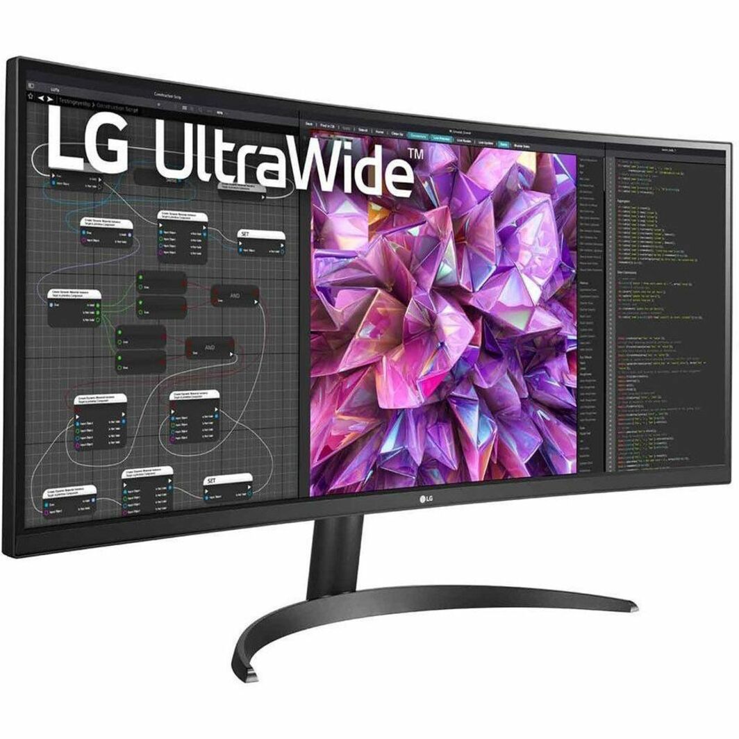 LG 34BQ60QC-B 34" UW-QHD カーブ スクリーン LCDモニター - 21:9、最大解像度3440 x 1440、HDMI と DisplayPort インターフェース 文字列を翻訳します。LGを翻訳すると「LG（エルジー）」となります。