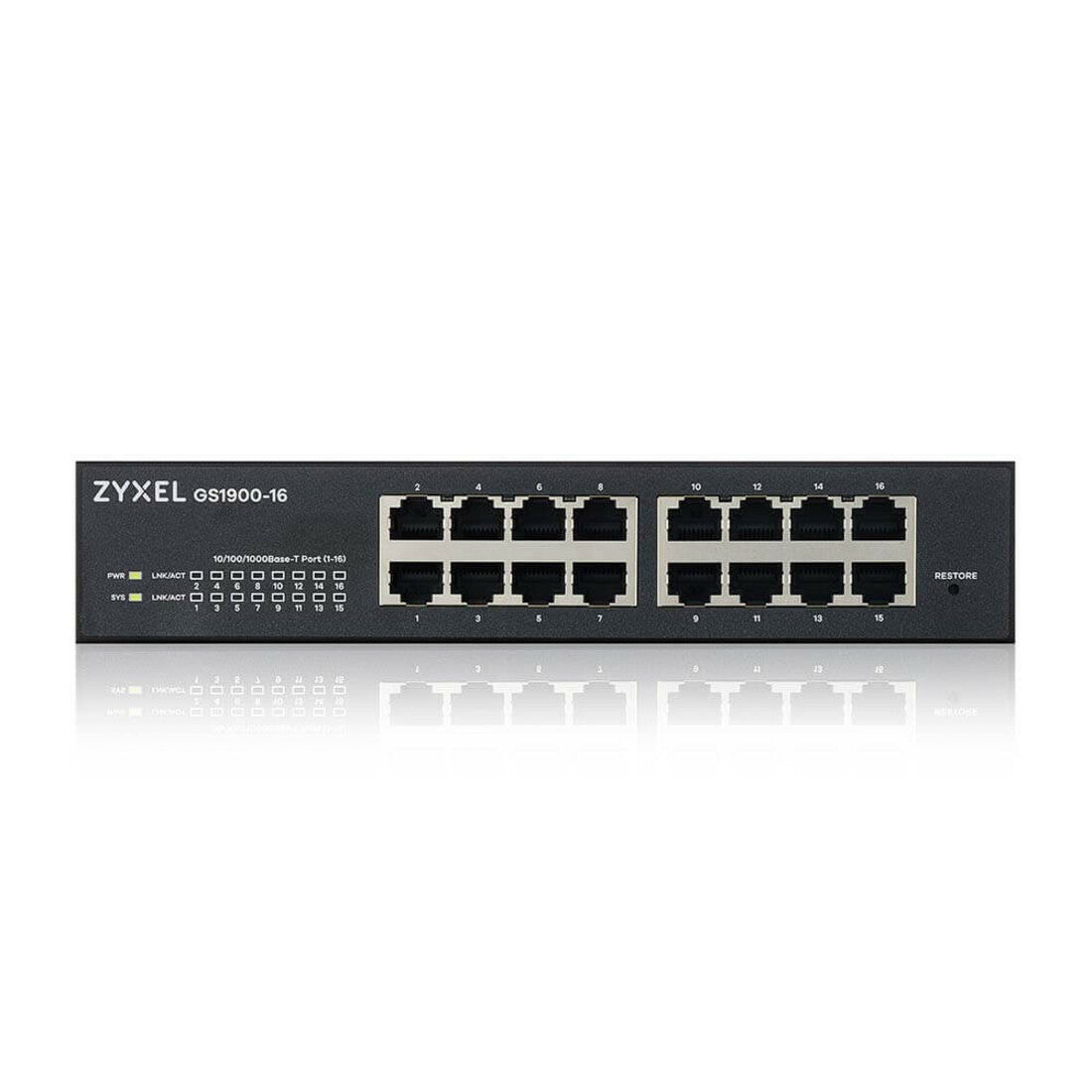ZYXEL Fanless 16 Port GbE L2 Web Managed Switch (GS1900-16V03F)