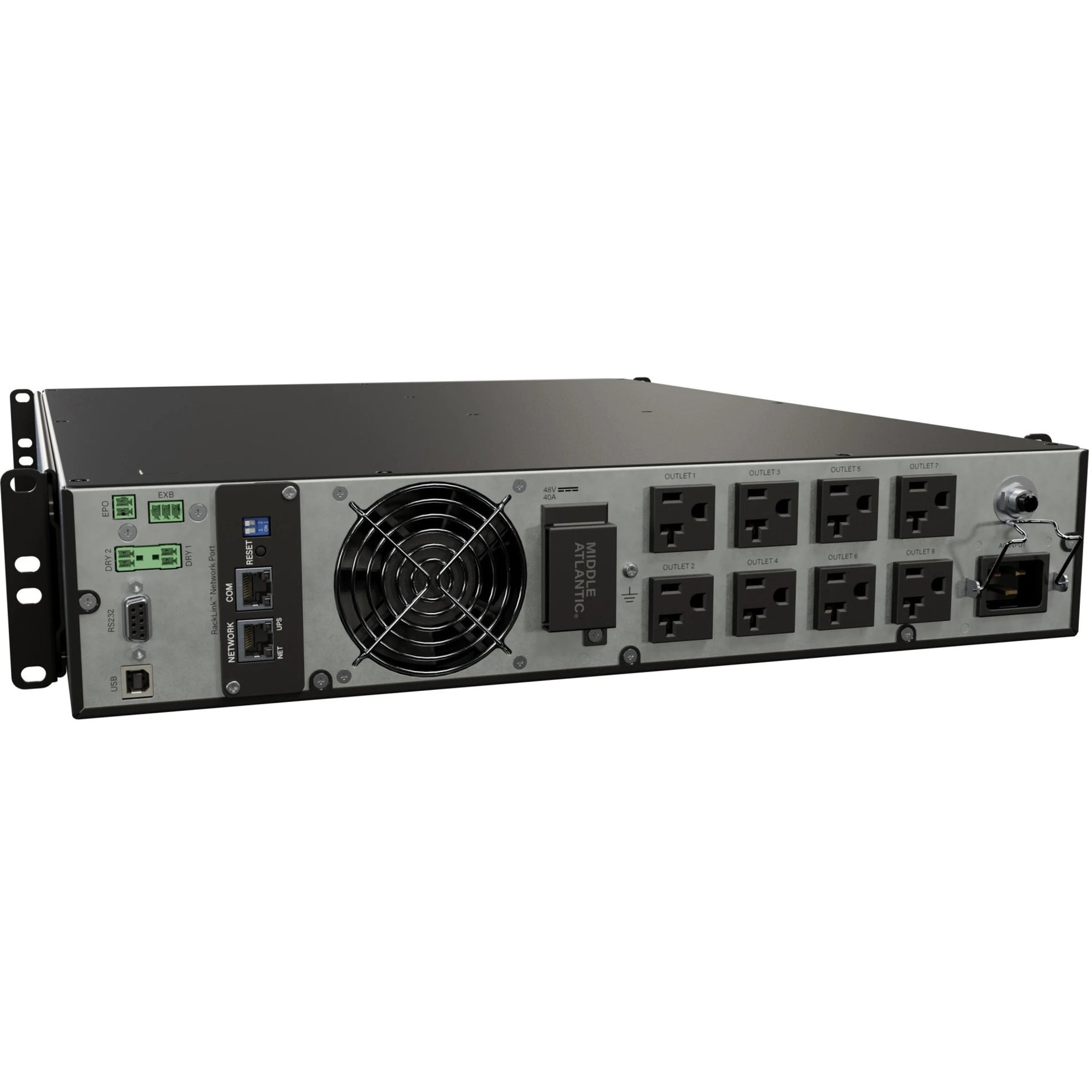 Middle Atlantic UPX-RLNK-2000R-8 NEXSYS UPS Series Backup Power System for UPX and RLNK, 8-Outlets with Individual Control, 2000VA, 20A, Black