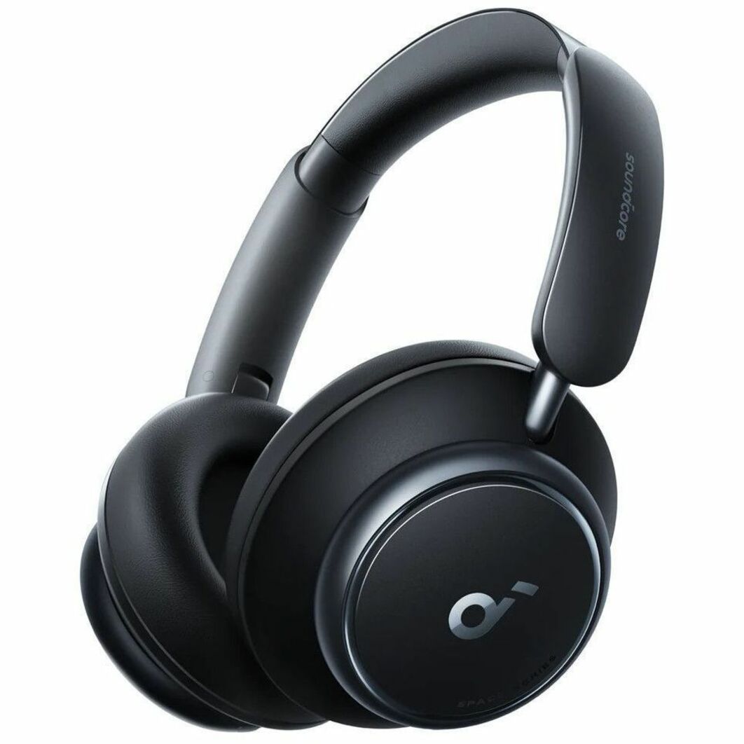 soundcore Space Q45 wireless headphones in matte black with silver logo accent shown from side angle-alternate-image1