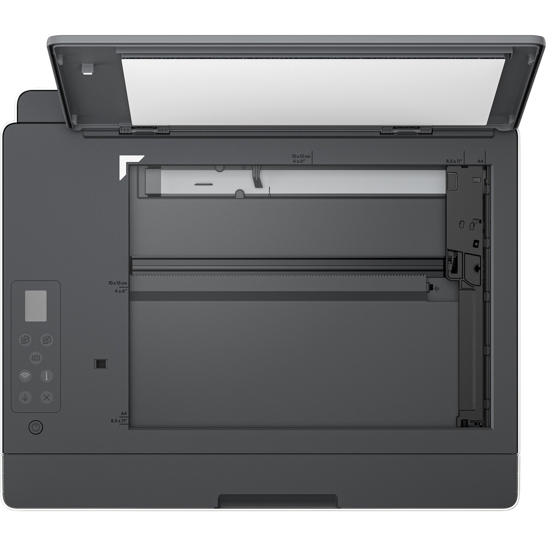 Interior view of HP Smart Tank 5101 scanner bed with measurement guides-alternate-image7