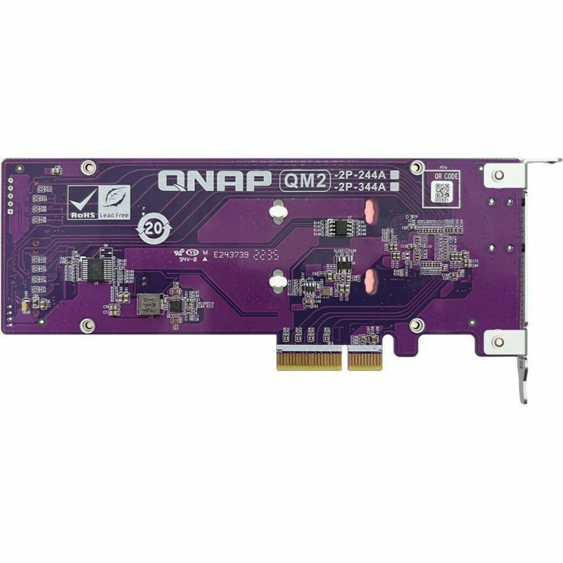 Reverse side view of QNAP QM2-2P-344A PCB