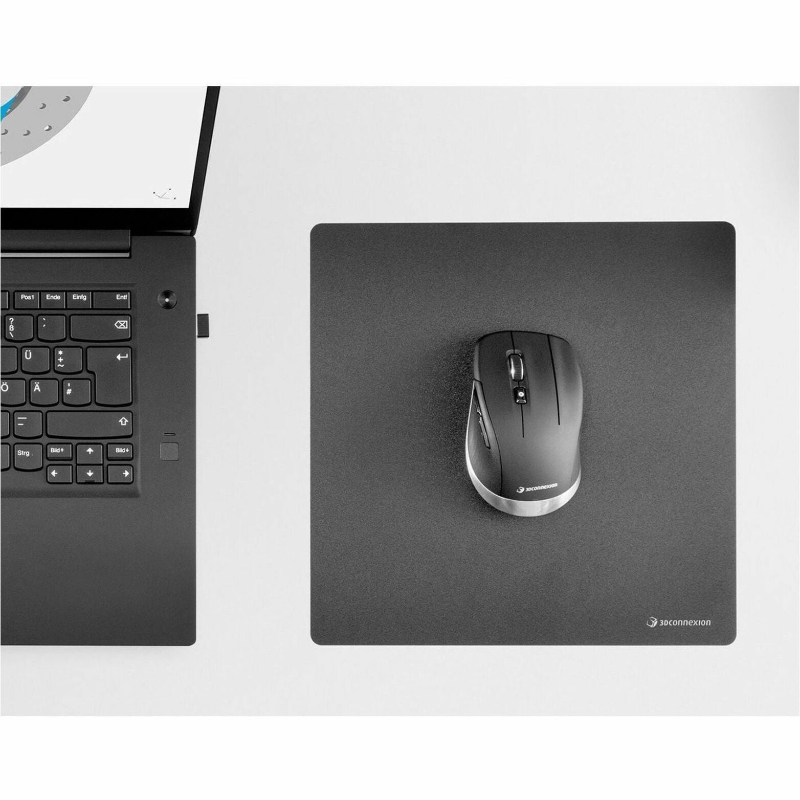 Overhead view of CadMouse with laptop and specialized mouse pad in professional workspace-alternate-image4