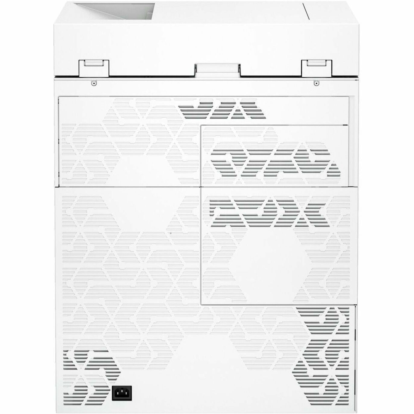 Rear view of HP LaserJet Enterprise MFP 6800dn showing ventilation system with geometric pattern-alternate-image4