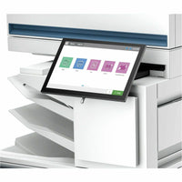 Close-up of HP LaserJet MFP's touchscreen interface showing menu options-alternate-image6