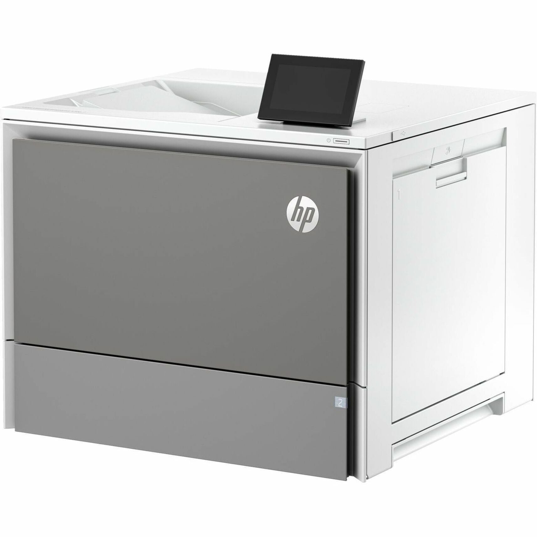 Side view of HP Color LaserJet paper tray installed on Enterprise printer showing integration and design-alternate-image2