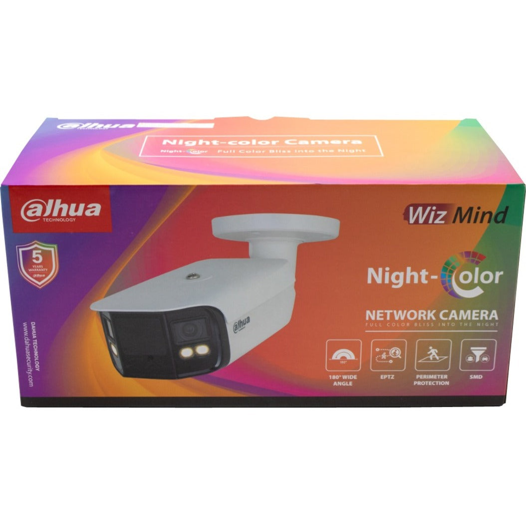 Dahua DH-IPC-PFW5849-A180-E2-ASTE WizMind Series 2 x 4MP Enhanced Night Color Dual-Lens Panoramic Bullet IP Camera, 3.6mm Fixed Lens, White