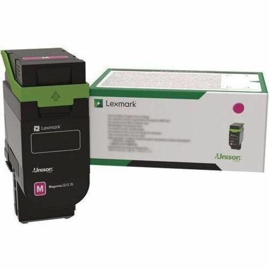 Lexmark 75M1HM0 magenta toner cartridge with retail packaging showing product specifications-alternate-image1