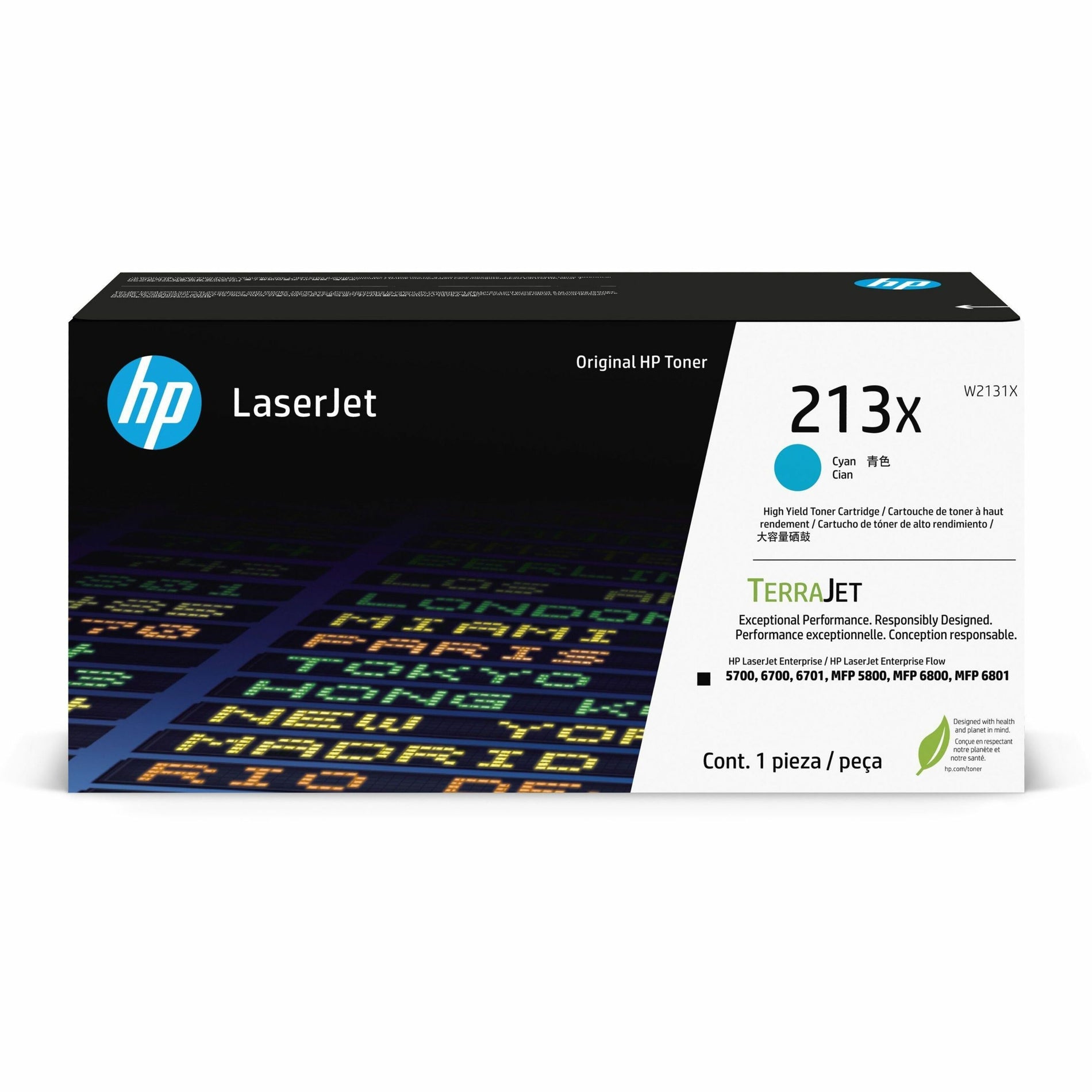 HP 213X Original Laser Toner Cartridge - Cyan Pakke (W2131X)