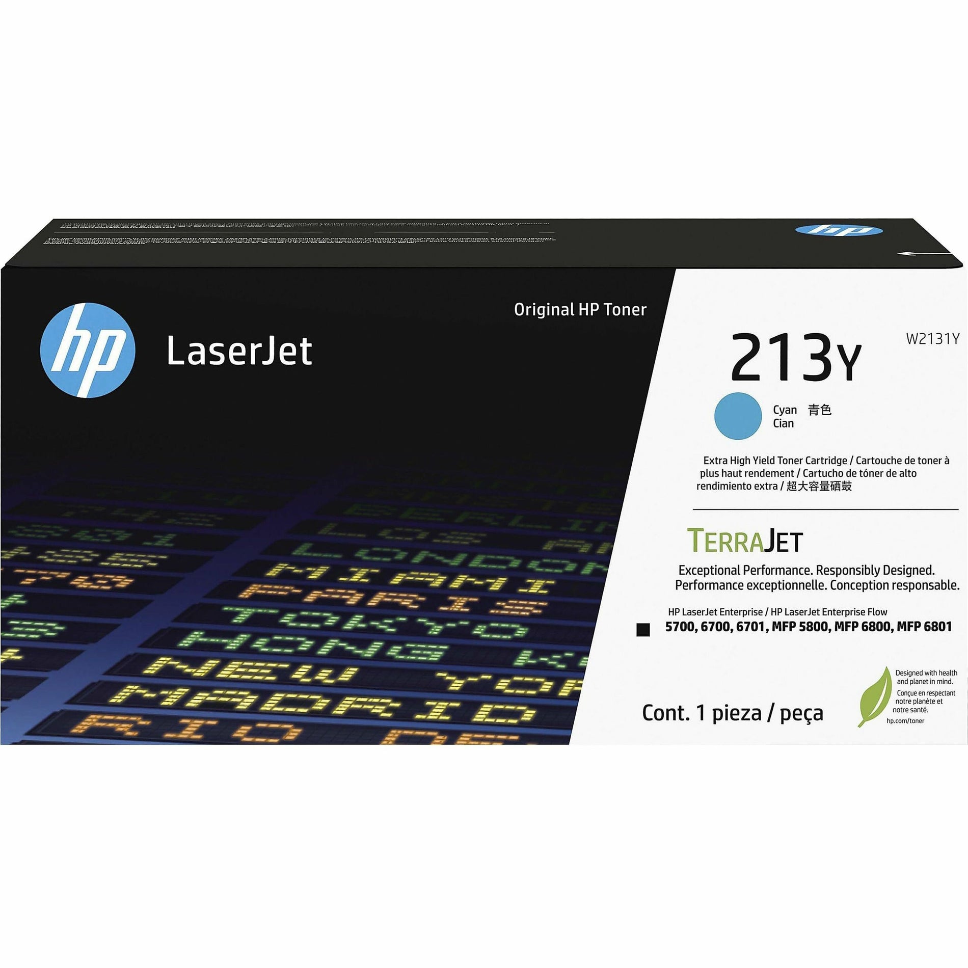 HP 213Y Original Laser Toner Patrón - Cyan Pakke (W2131Y)