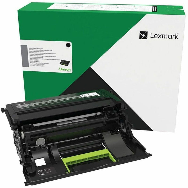 Lexmark 75M0ZK0 black imaging drum unit with green packaging showing the drum assembly with internal components