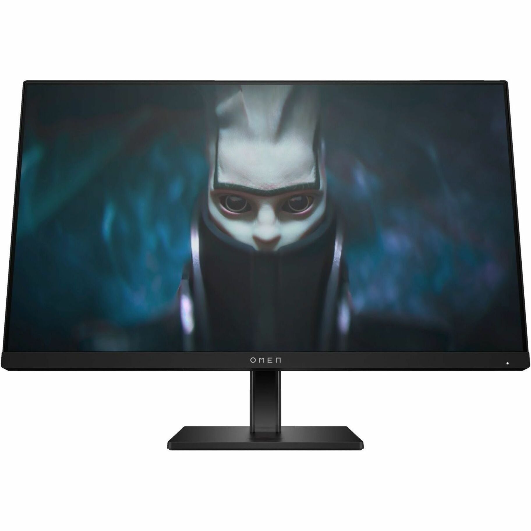 Front view of OMEN 24-inch gaming monitor displaying gaming content with sleek black design-alternate-image1