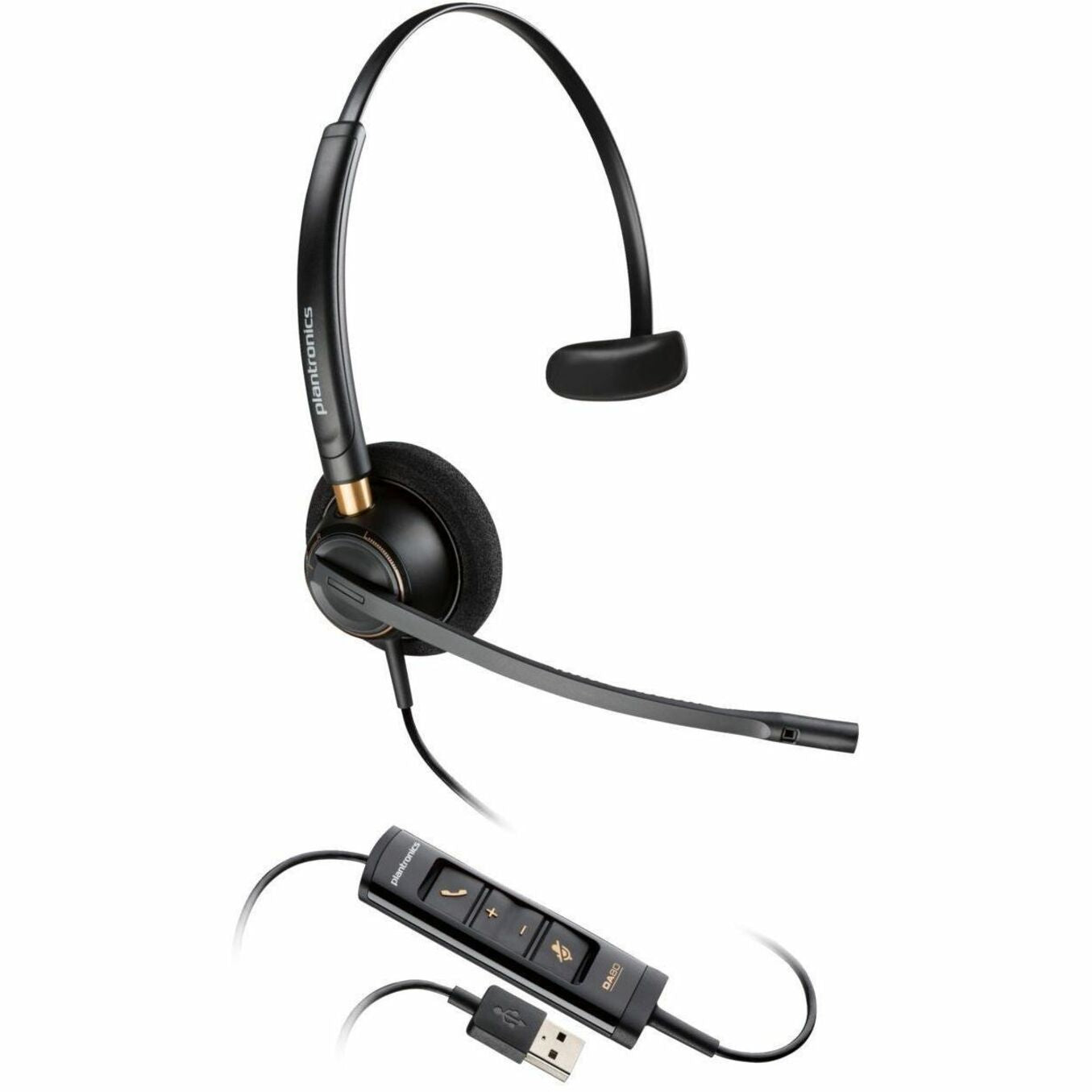 Poly EncorePro 515 monaural headset with boom microphone and USB inline controls-alternate-image1