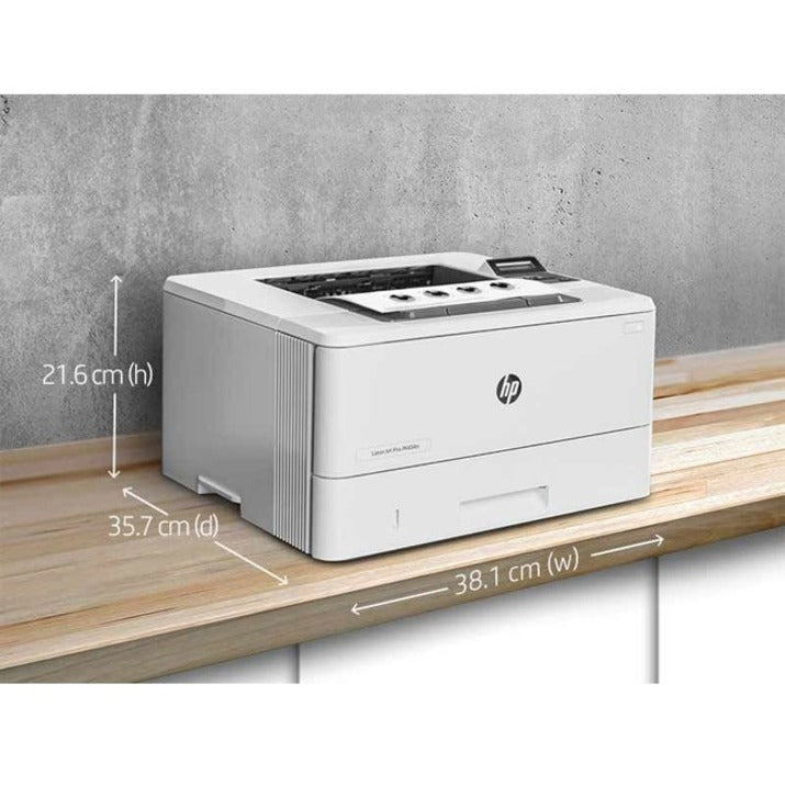 Dimensional view of HP LaserJet Pro M404n with measurements-alternate-image15