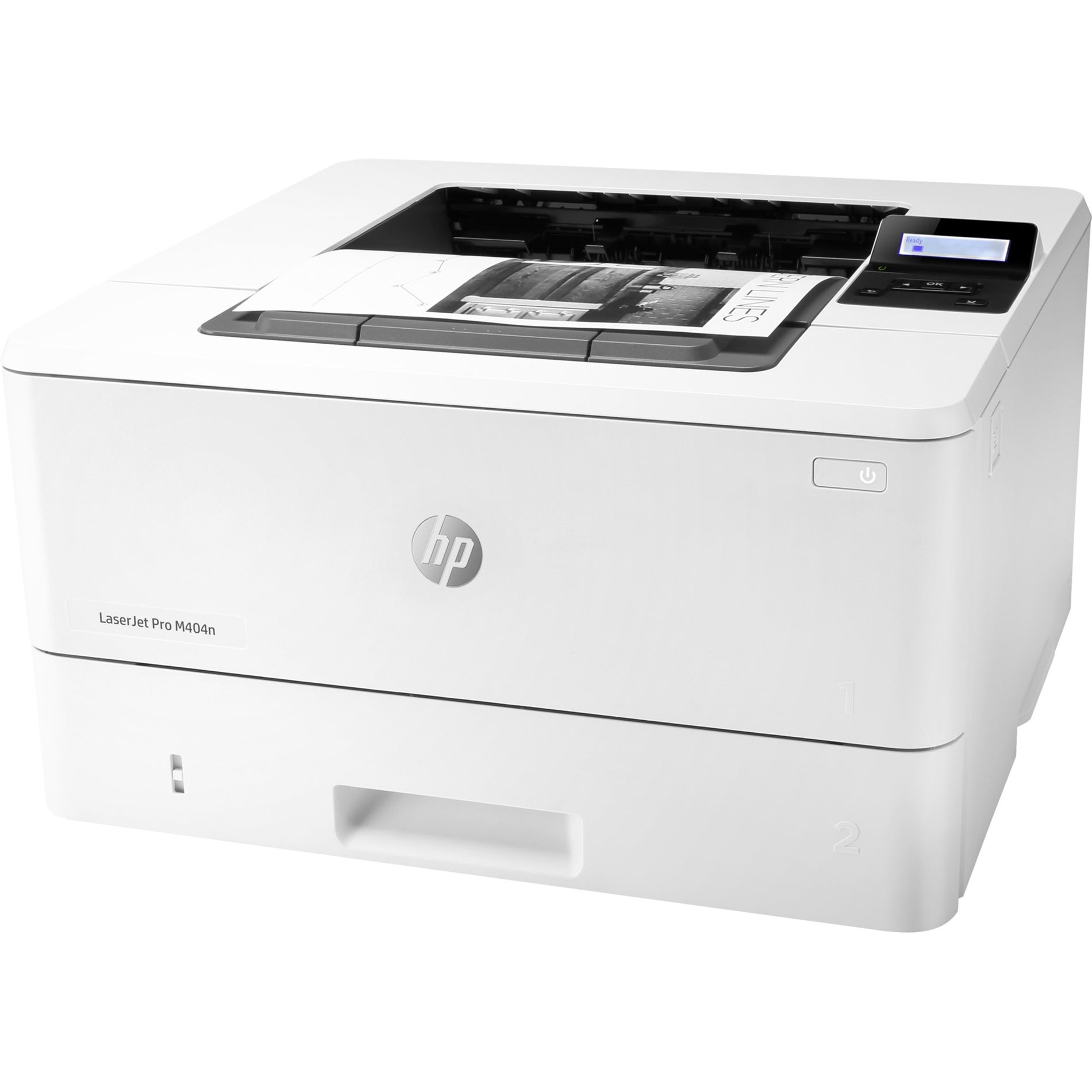 Top view of HP LaserJet Pro M404n showing paper path-alternate-image7