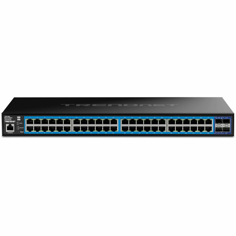 Detailed front view of TRENDnet TEG-3524S showing port arrangement and labeling