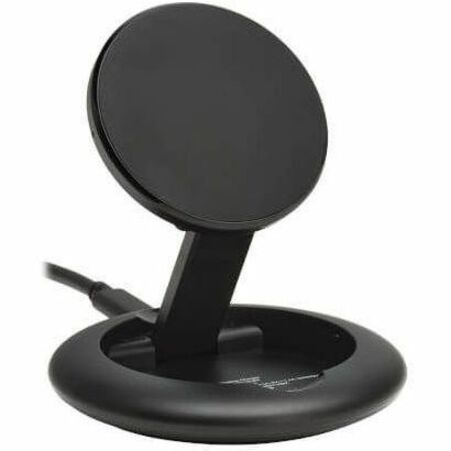 Black magnetic wireless charging stand with adjustable angle display in side view-alternate-image1