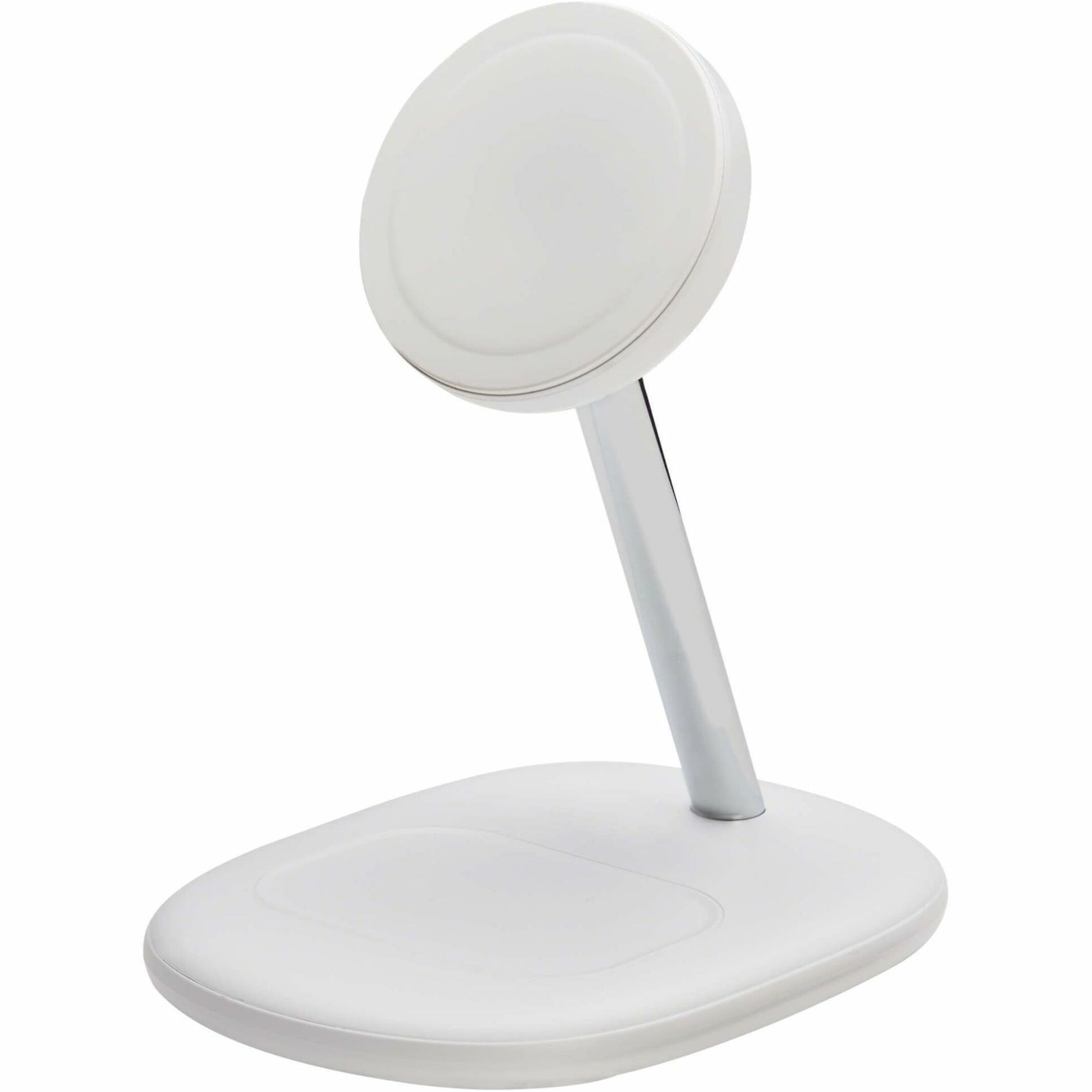 White 2-in-1 MagSafe charging stand with angled support arm and dual charging surfaces-alternate-image1