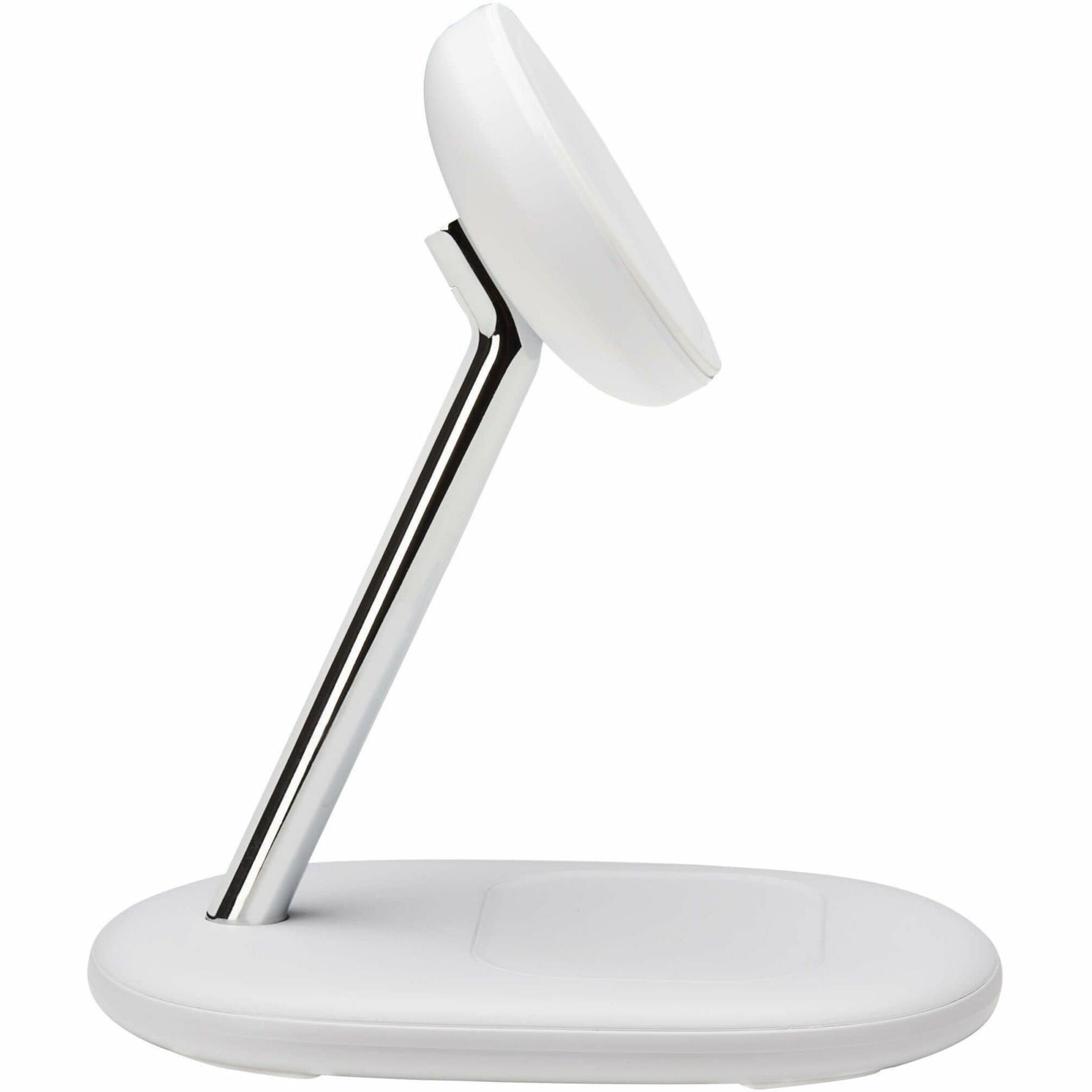 Profile view of white MagSafe charging stand highlighting angled support-alternate-image4