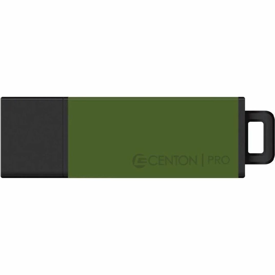 Centon DataStick Pro2 64GB USB flash drive in green and black color scheme with protective cap design-alternate-image1