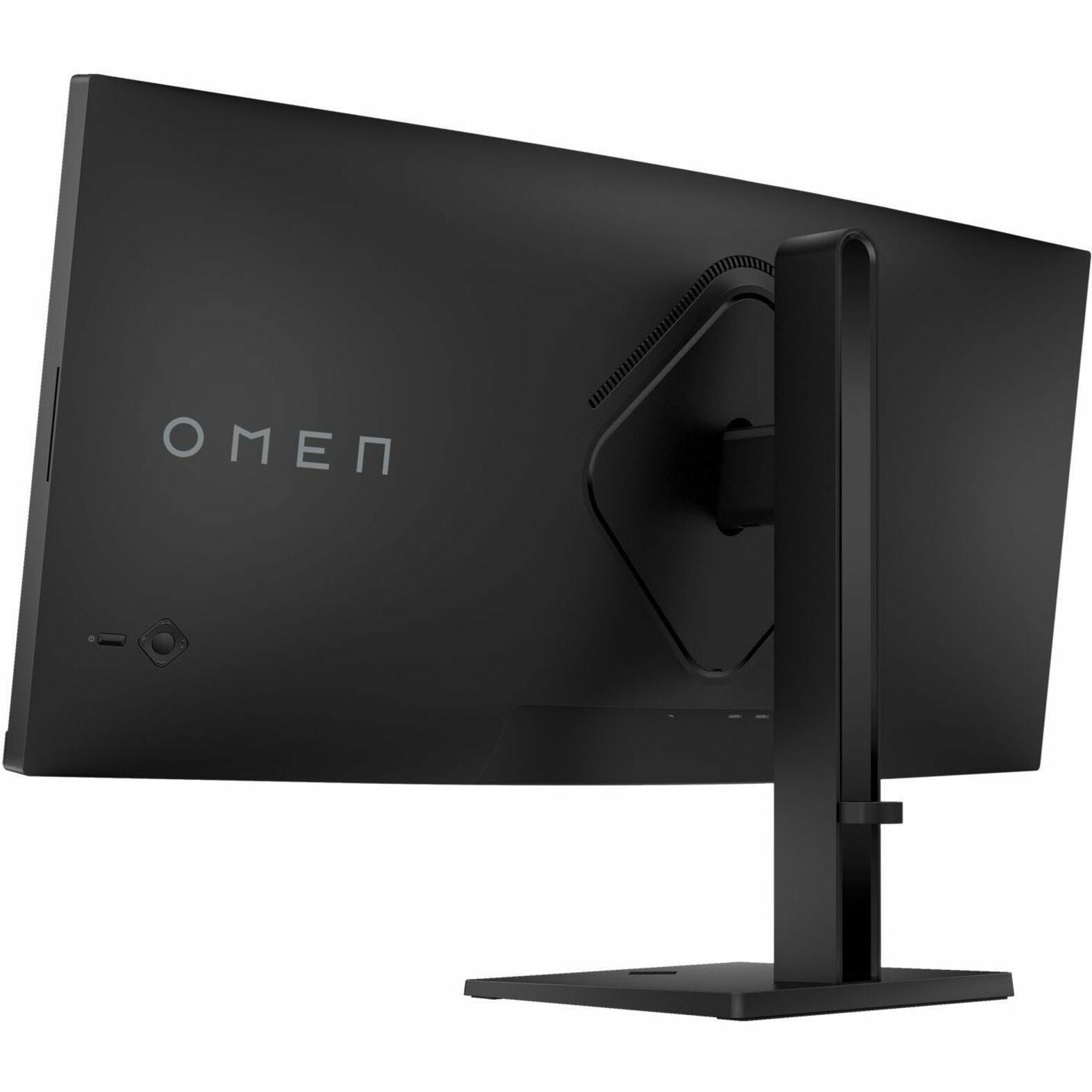 Rear angle view of OMEN 34c gaming monitor highlighting premium build quality and modern design-alternate-image5