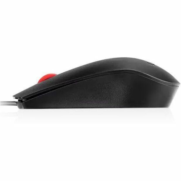 Side profile of Lenovo Biometric Mouse showing ergonomic curve and height