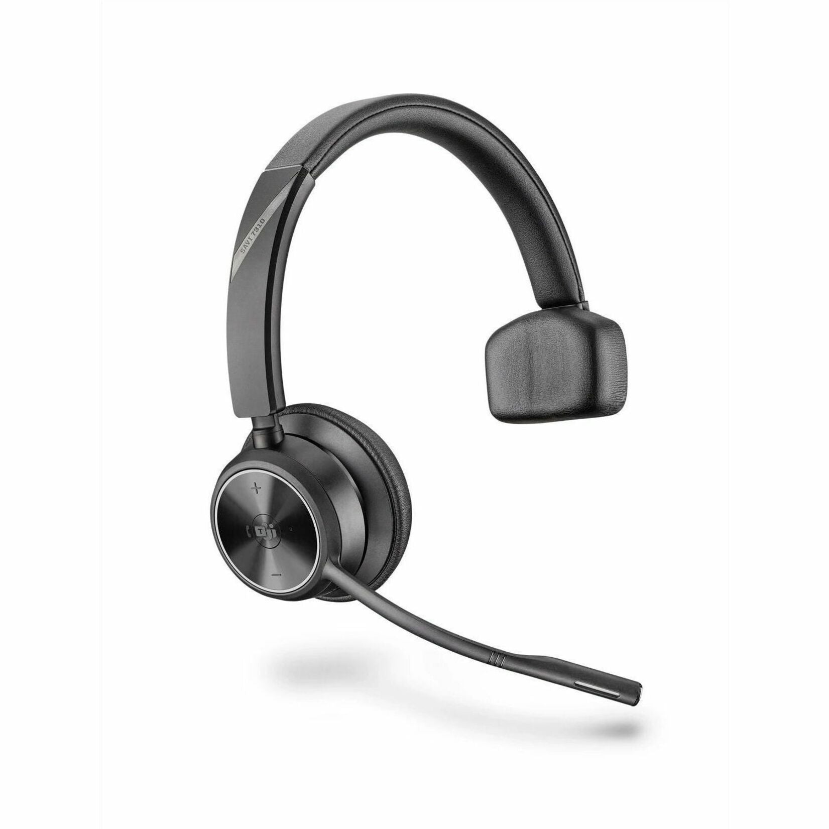 Poly Savi 7300 Office 7310 wireless DECT mono headset with noise-canceling boom microphone, featuring over-the-head design and premium ear cushioning-alternate-image1