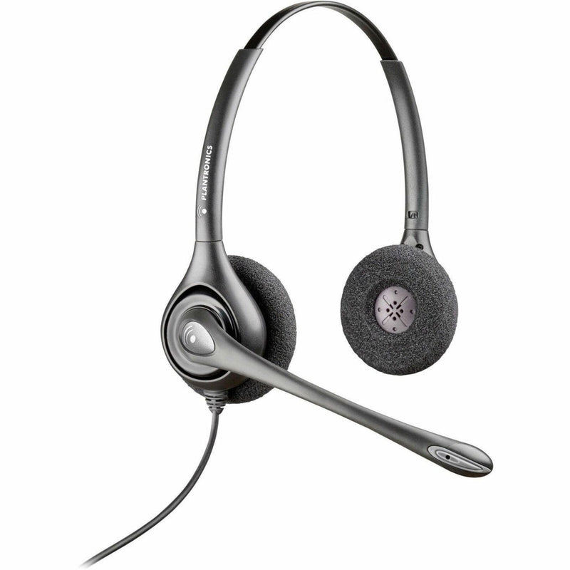 Poly HW261N SupraPlus binaural headset with noise-canceling boom microphone, featuring dual foam ear cushions and over-the-head design