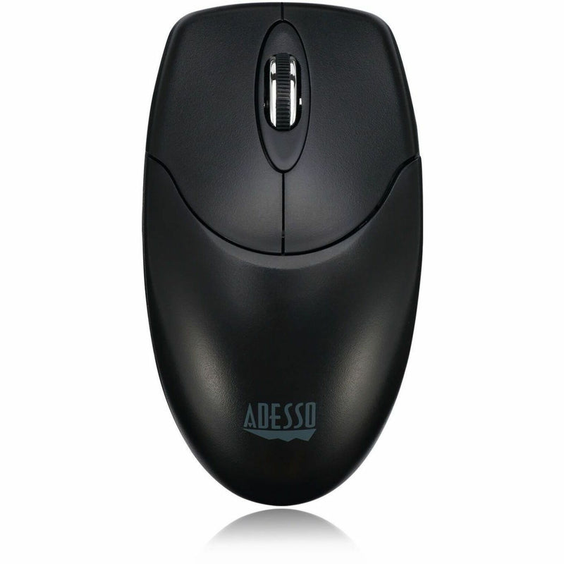 Front view of Adesso wireless optical mouse with ergonomic design