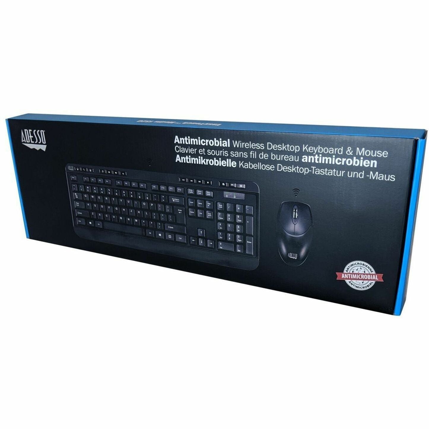 Adesso TAA COMPLIANT ANTIMICROBIAL WIRELESS DESKTOP KEYBOARD AND MOUSE (WKB-1320CB-TAA)