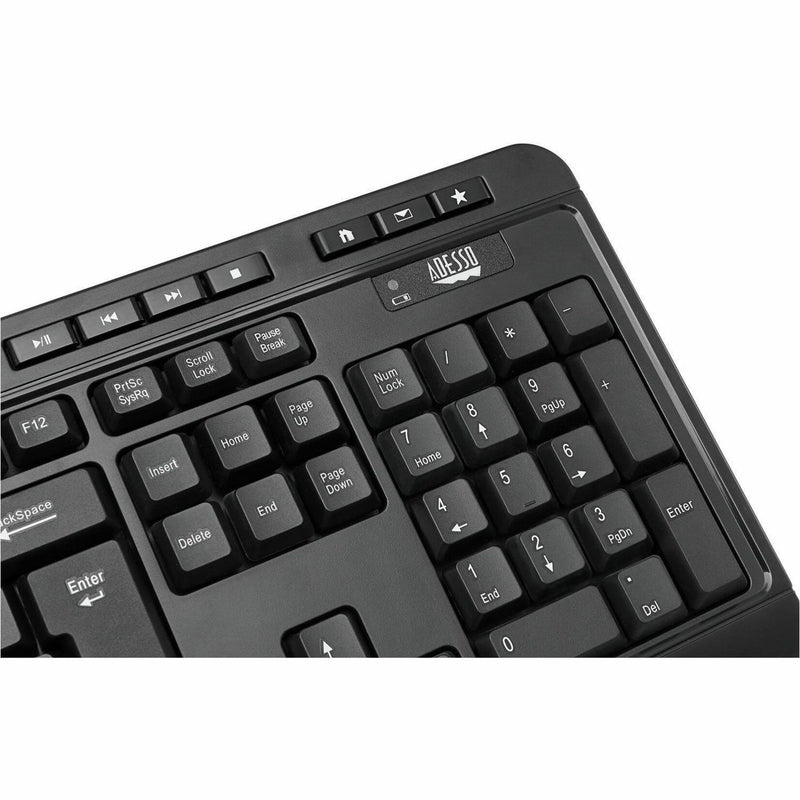 Detail view of Adesso keyboard's navigation and numeric keypad section