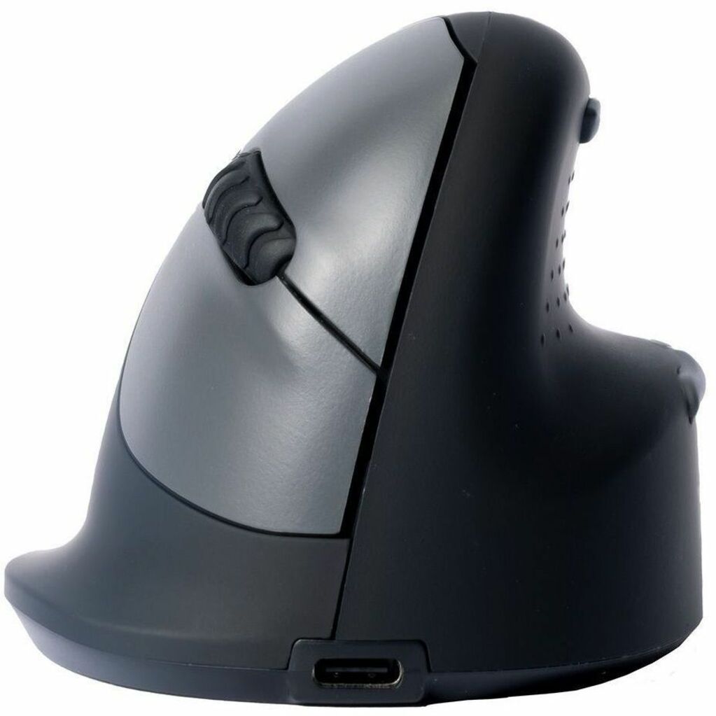 Side view of R-Go HE Break ergonomic vertical mouse showing USB-C port and contoured design-alternate-image1