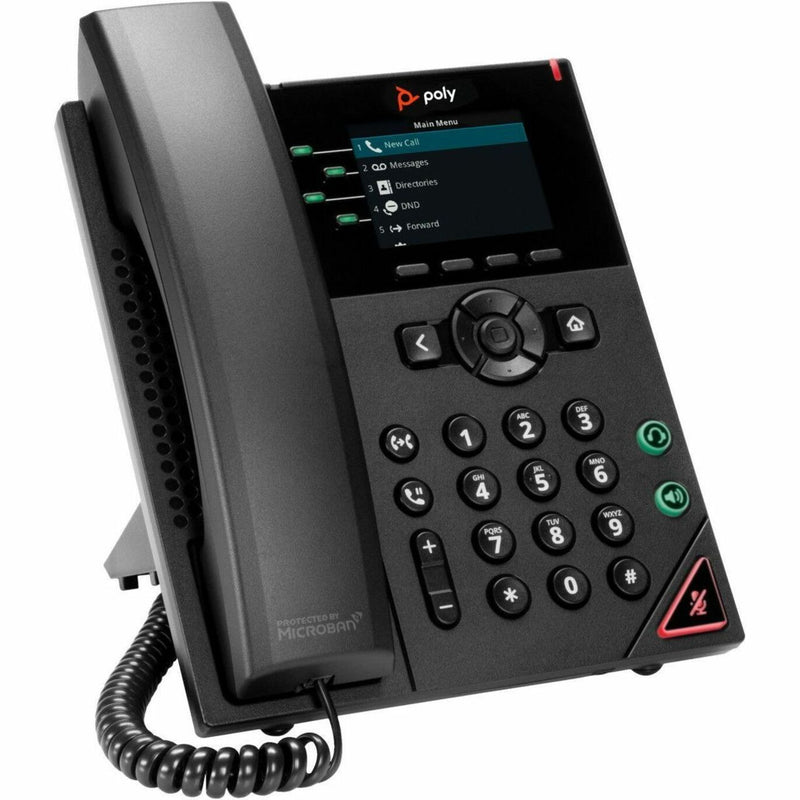 Poly VVX 250 IP phone featuring color display, 4-line interface, and antimicrobial protection