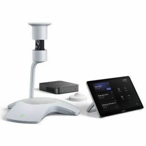 Yealink MVC S60 Microsoft Teams Rooms System showing SmartVision 60 camera, MCore Pro mini-PC, and MTouch Plus control panel in white and black finish-alternate-image1