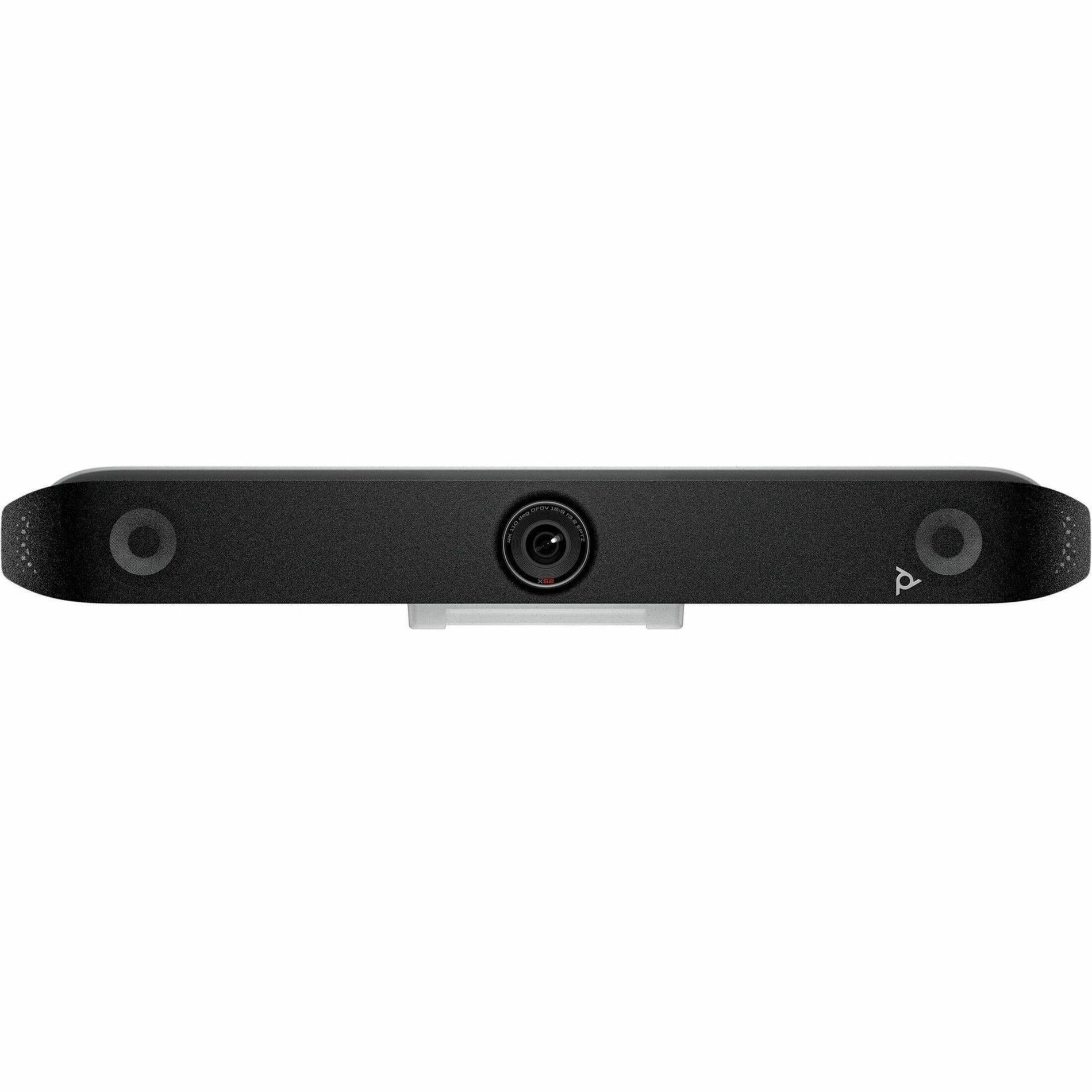 Front view of the Poly Studio X52 video conferencing bar showing central camera lens and speaker array-alternate-image1