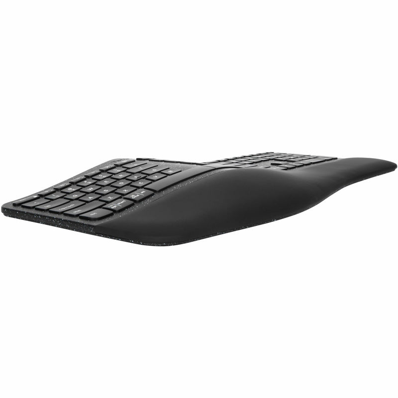 Side view of Targus EcoSmart Keyboard showing ergonomic curved design and wrist support