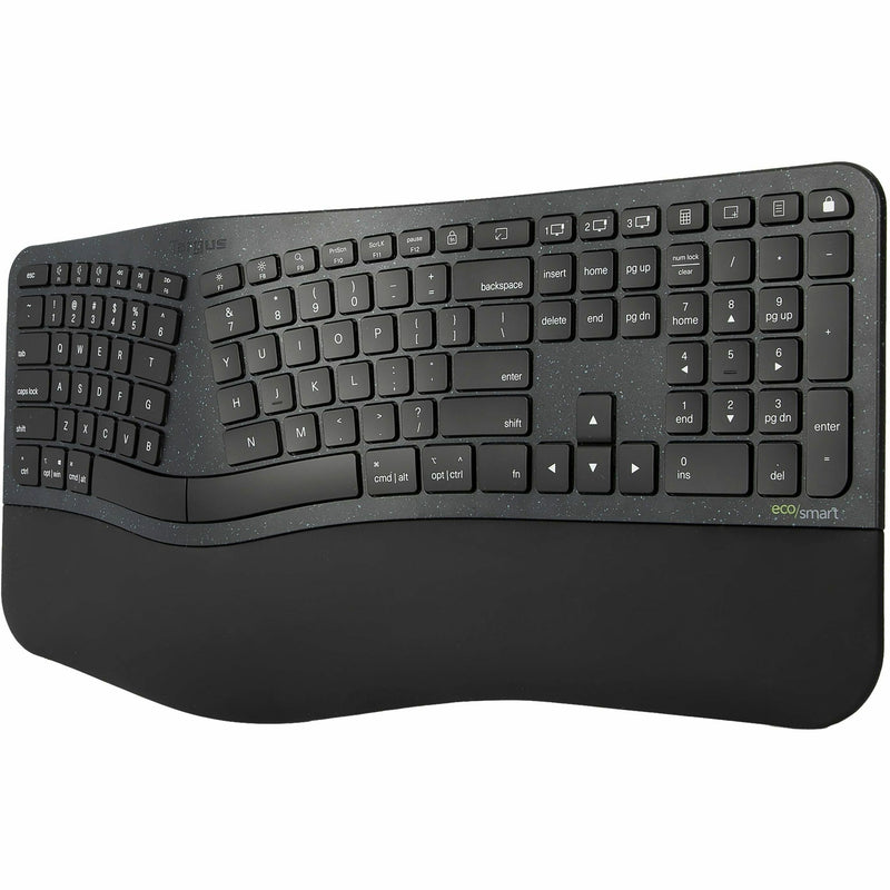 Top-down view of Targus EcoSmart Keyboard highlighting split key layout and ergonomic design