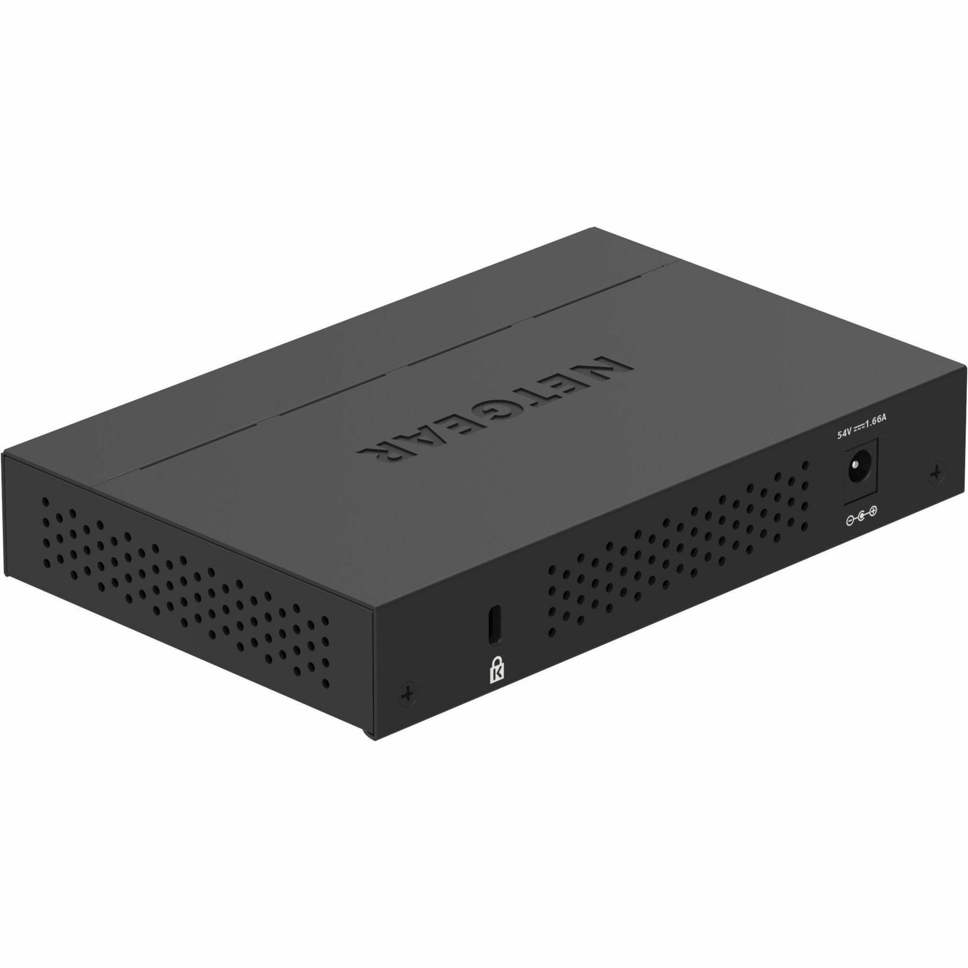 Side view of NETGEAR GS305PP switch showing ventilation pattern and power input-alternate-image3