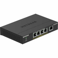 Front angled view of NETGEAR GS305PP 5-port Gigabit Ethernet switch with PoE+ capability showing ports and status indicators-alternate-image1