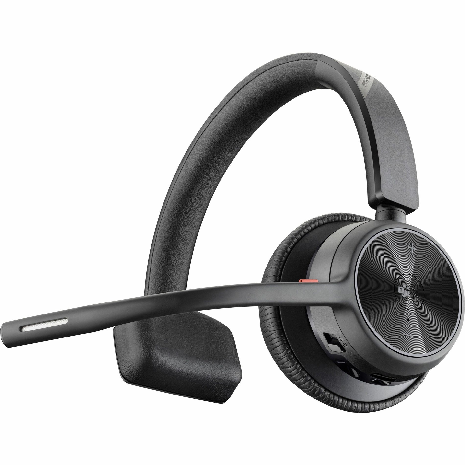 Side view of Poly Voyager 4310 UC wireless headset showing boom microphone and ear cup controls-alternate-image1