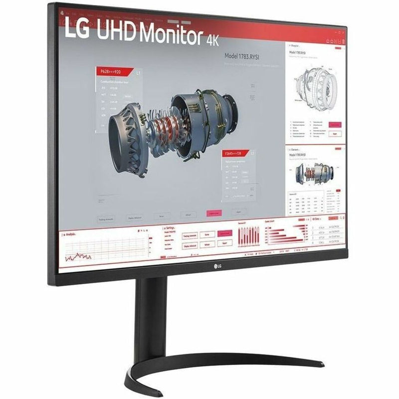 Angled view of LG monitor showing technical display content