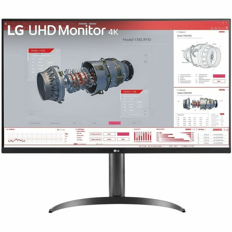 Front view of LG 32-inch monitor with engineering display interface