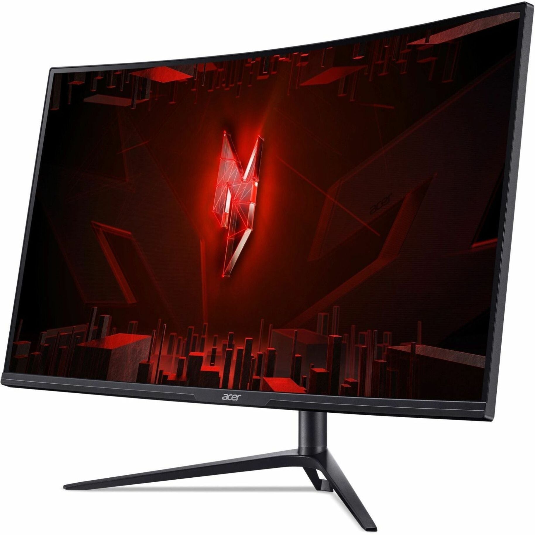 Angled view of Acer Nitro gaming monitor displaying vivid red gaming aesthetic-alternate-image7