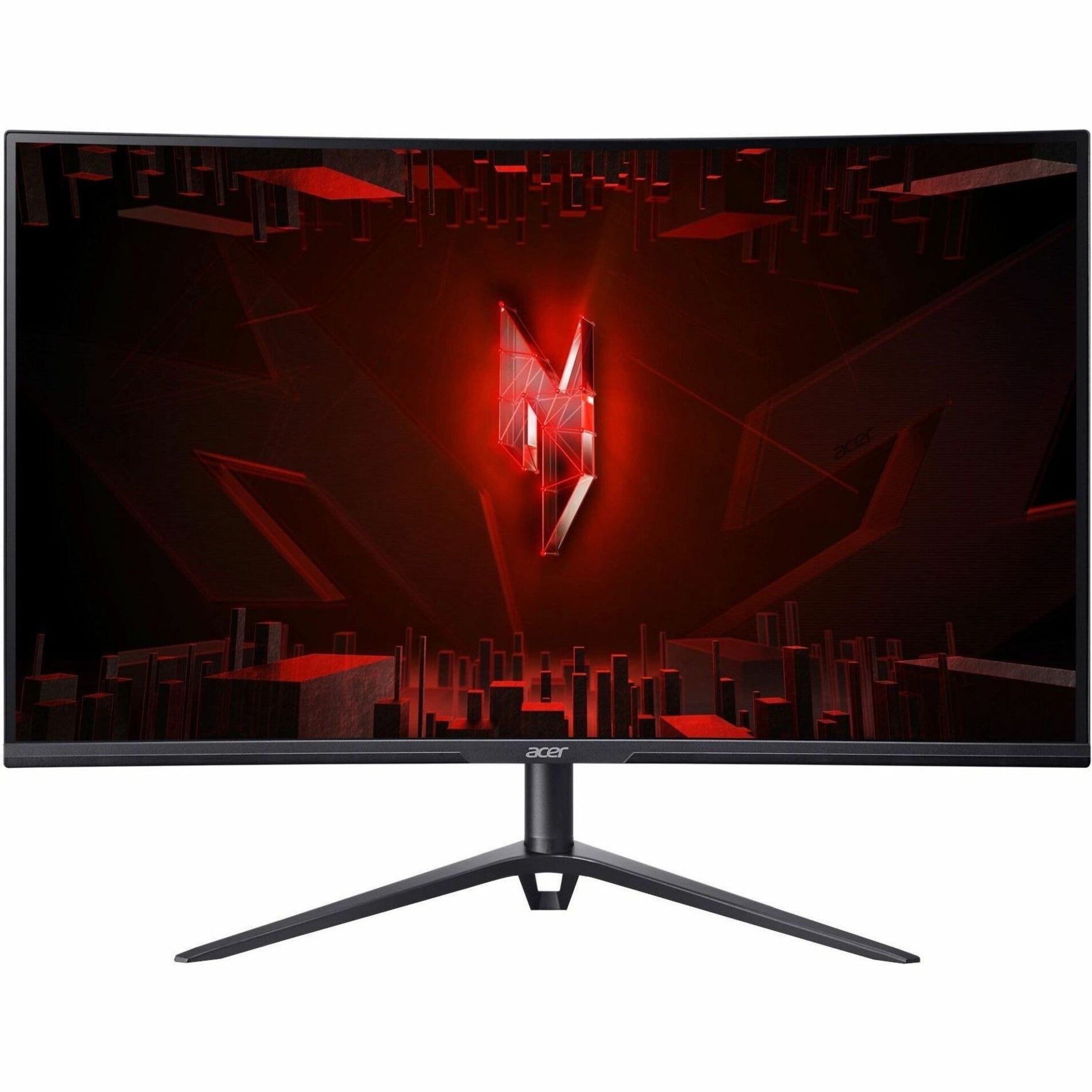 Front angle view of Acer Nitro gaming monitor showing curved screen and stand design-alternate-image2