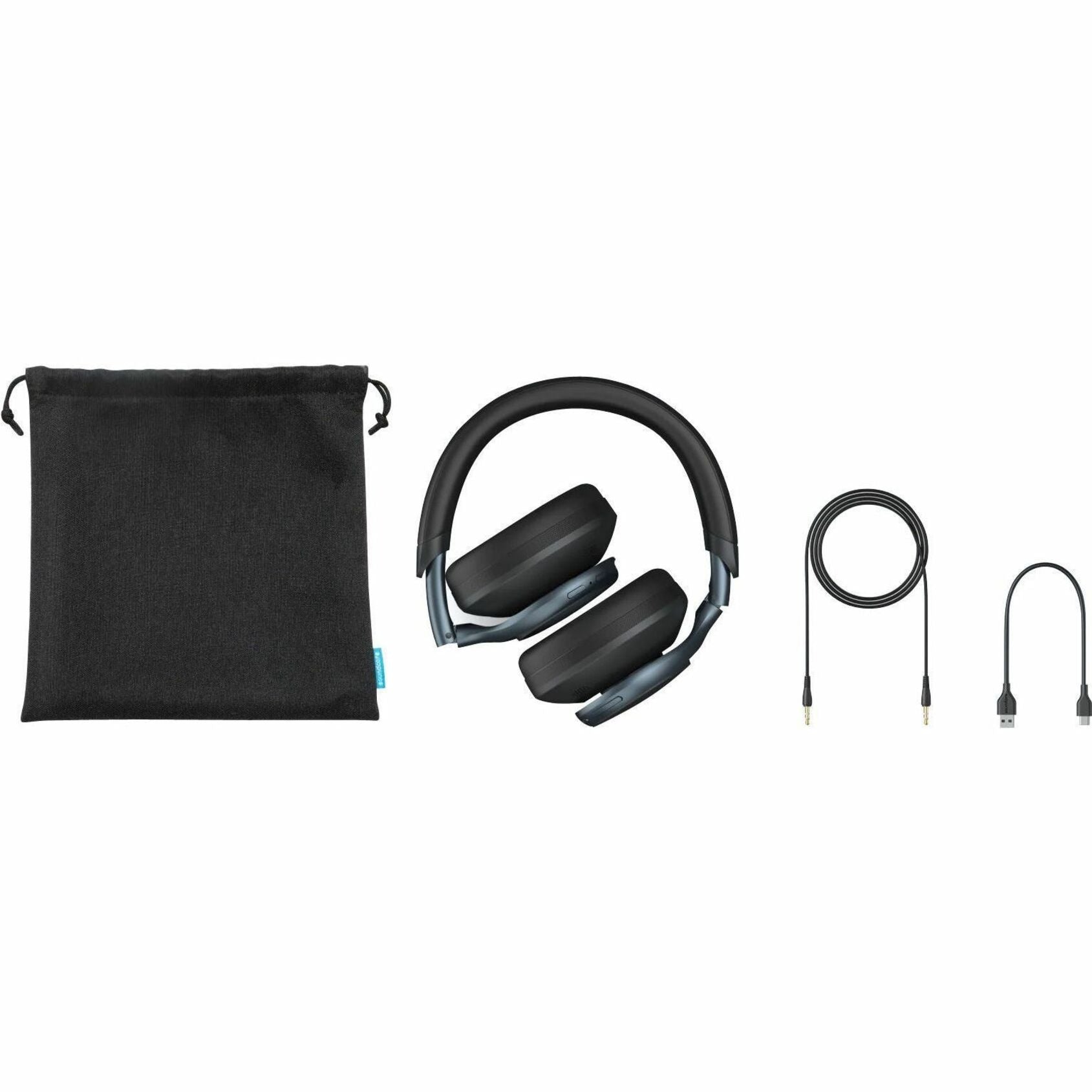 Space One headphones with included accessories - travel pouch, charging cable, and aux cable-alternate-image6