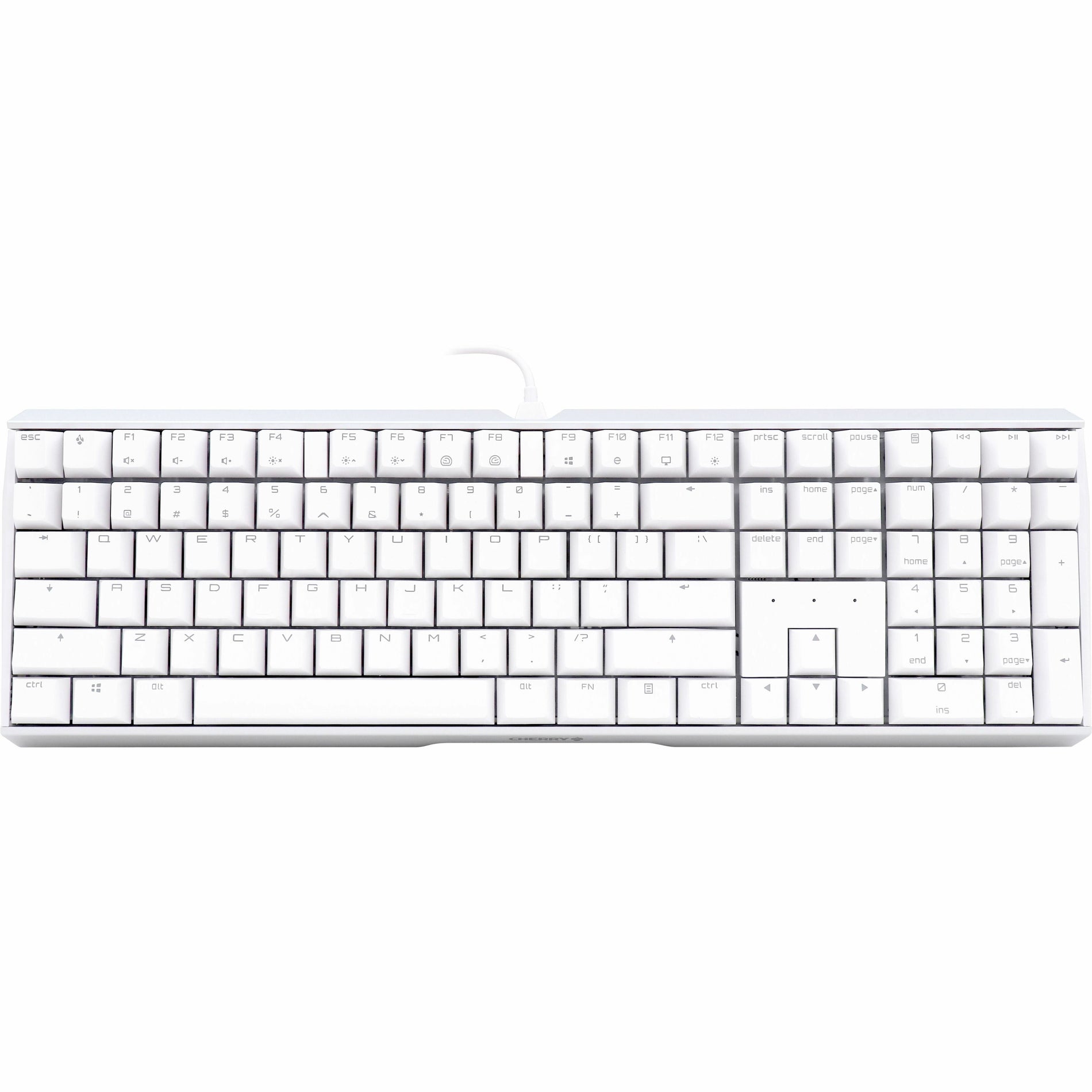 لوحة مفاتيح سلكية RGB CHERRY MX 3.0S، مفتاح MX الأسود، للمكتب والألعاب، بيضاء (G80-3874HUAUS-0)